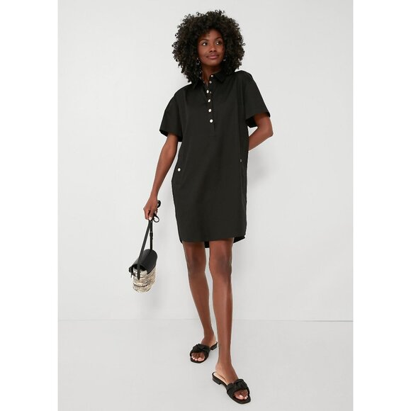 New Tuckernuck Oakley Gold Button 100% Cotton Mini Dress Black XS $118 - Picture 1 of 9